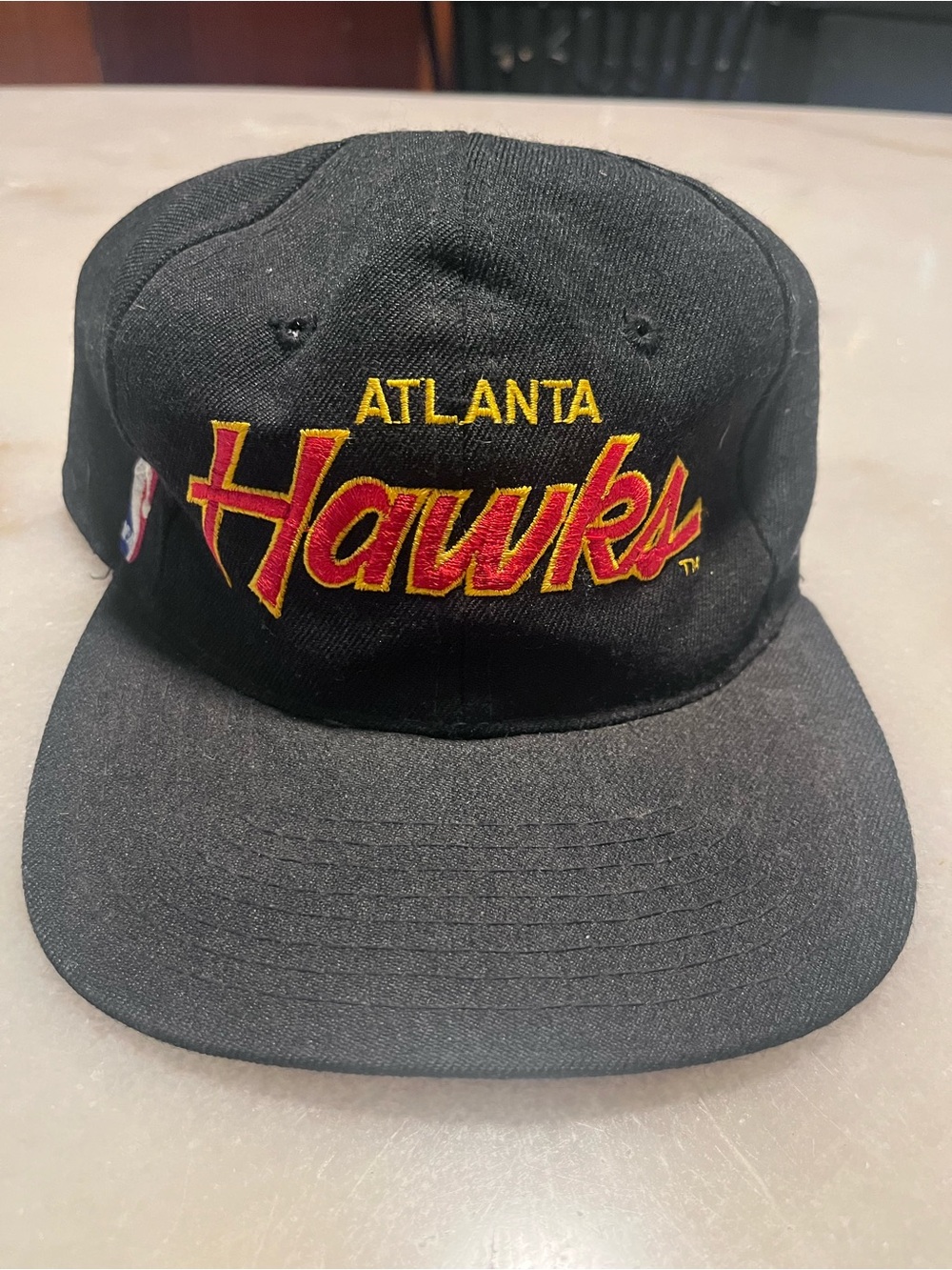Vintage Atlanta Hawks Black Embroidered Snapback Hat